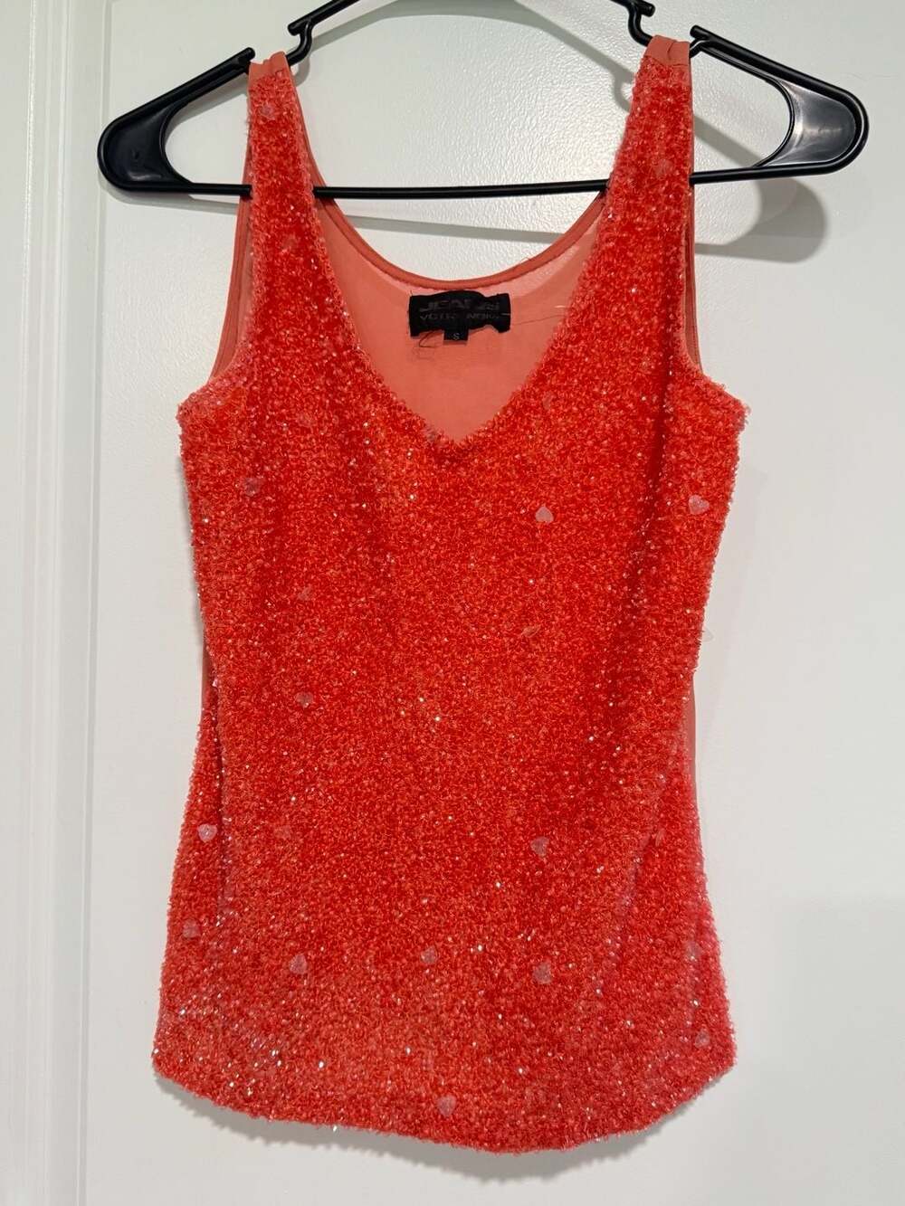 Pink Sequin Tank Top Y2K Coquette Barbiecore Party Festival Glam Small